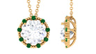 Sparkanite Jewels-Moissanite Vintage Style Pendant Necklace with Lab Created Emerald