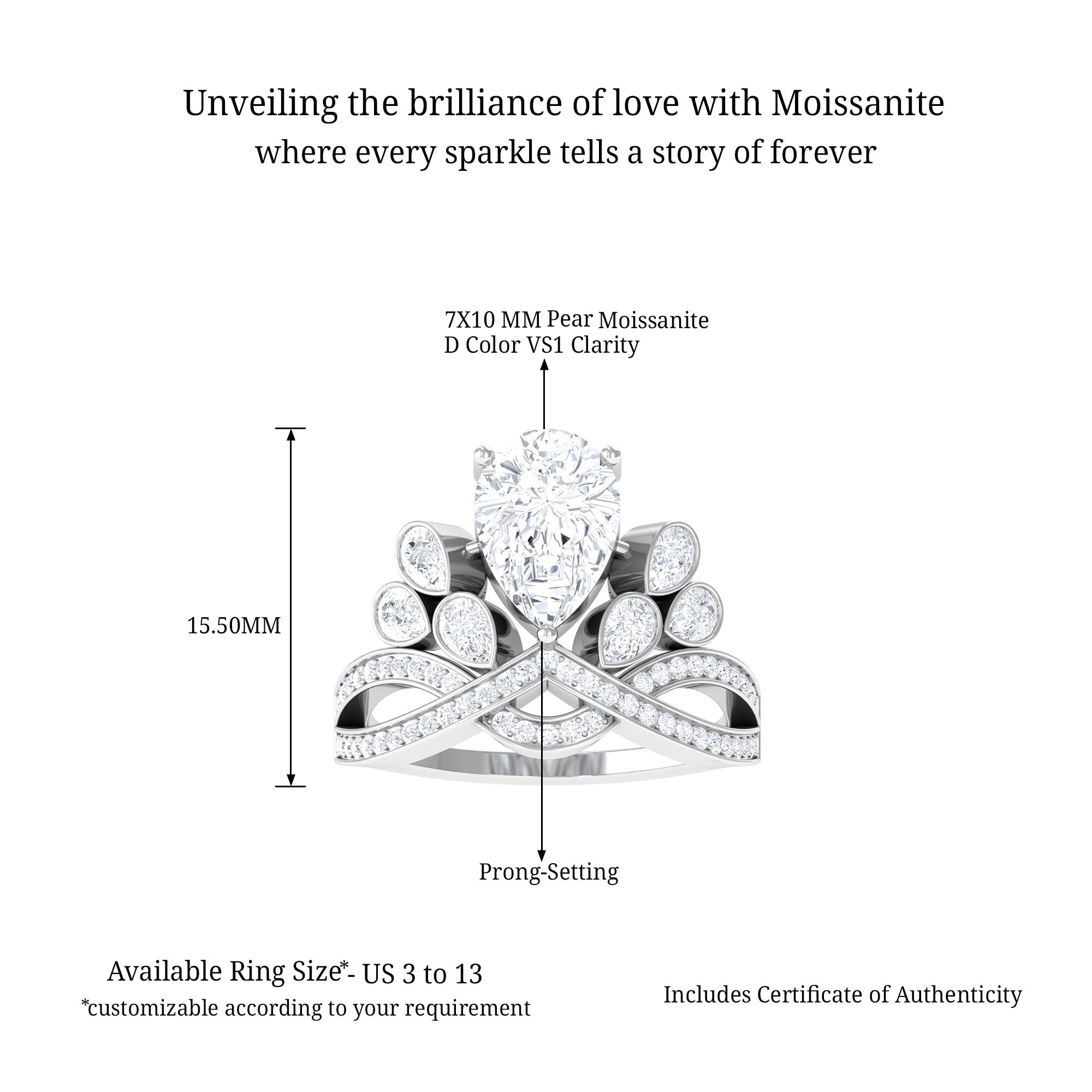 Sparkanite Jewels-Crown Style Moissanite Engagement Ring