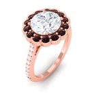 Sparkanite Jewels-Certified Moissanite Cocktail Halo Ring with Garnet