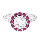 Sparkanite Jewels-Moissanite Cocktail Ring with Pink Tourmaline Halo