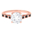 Sparkanite Jewels-Solitaire Moissanite Engagement Ring with Black Diamond Side Stones