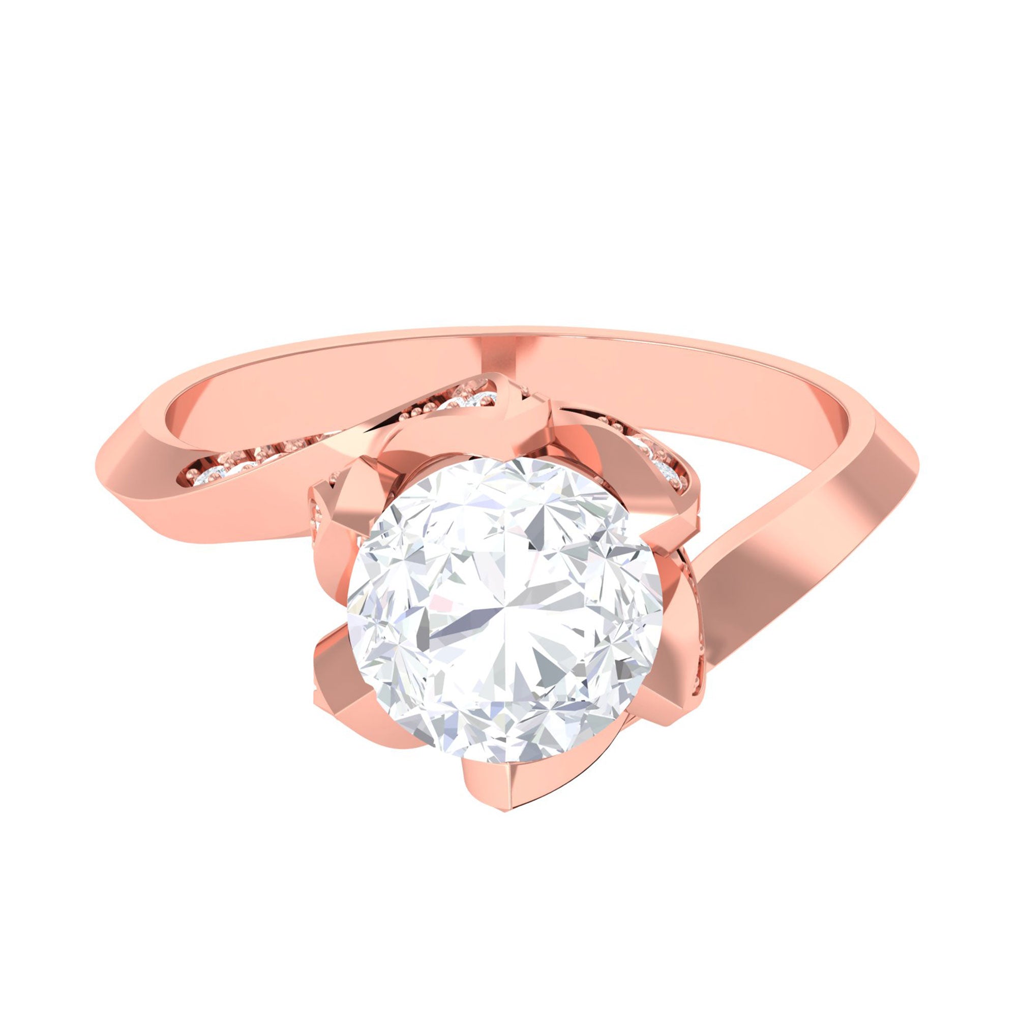 Sparkanite Jewels-Floral Inspired Moissanite Solitaire Bypass Engagement Ring