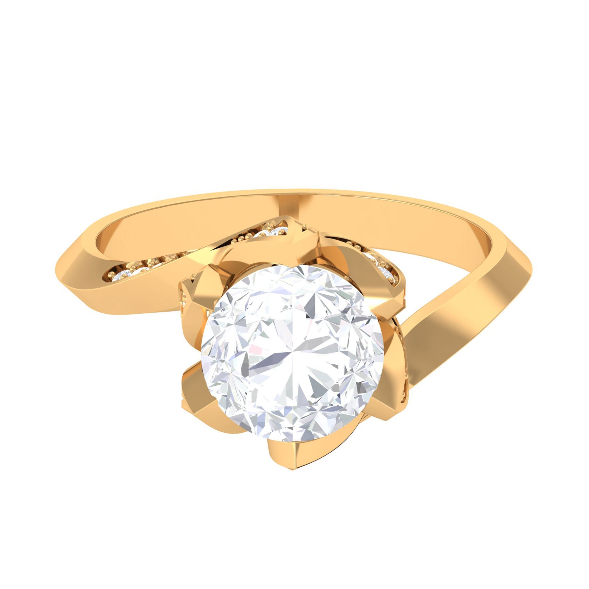 Sparkanite Jewels-Floral Inspired Moissanite Solitaire Bypass Engagement Ring