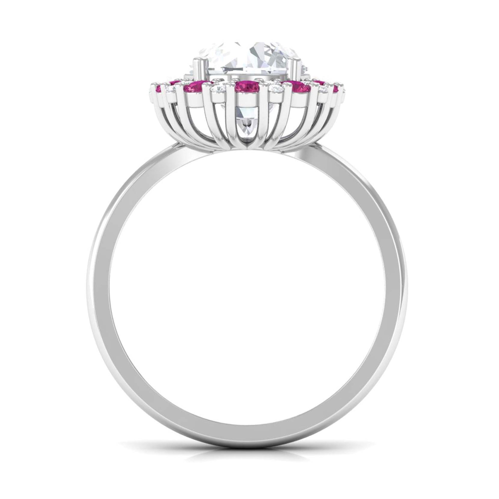 Sparkanite Jewels-Moissanite and Pink Tourmaline Cocktail Halo Engagement Ring