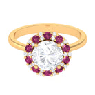 Sparkanite Jewels-Moissanite and Pink Tourmaline Cocktail Halo Engagement Ring