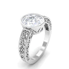 Sparkanite Jewels-Oval Shape Solitaire Moissanite Filigree Engagement Ring