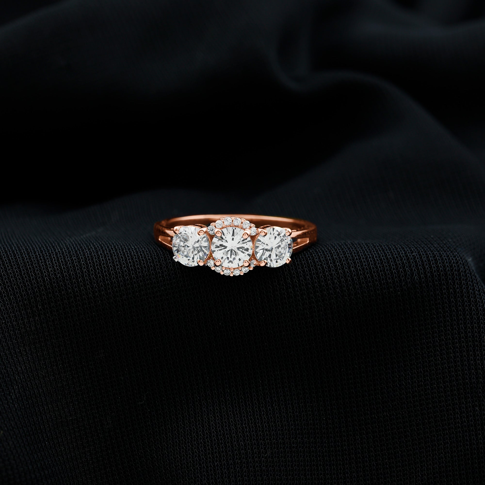 Sparkanite Jewels-Round Moissanite Three Stone Anniversary Ring