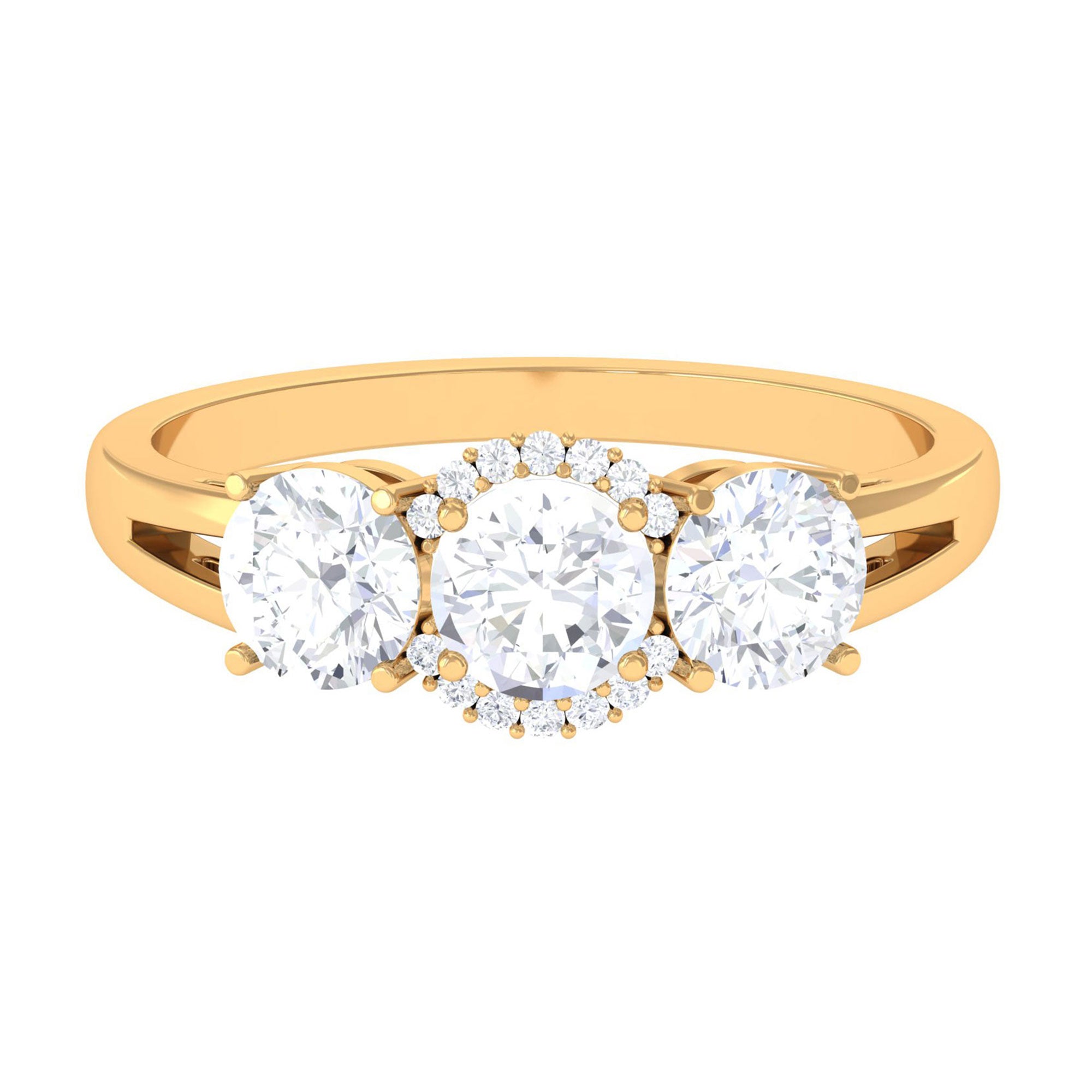 Sparkanite Jewels-Round Moissanite Three Stone Anniversary Ring