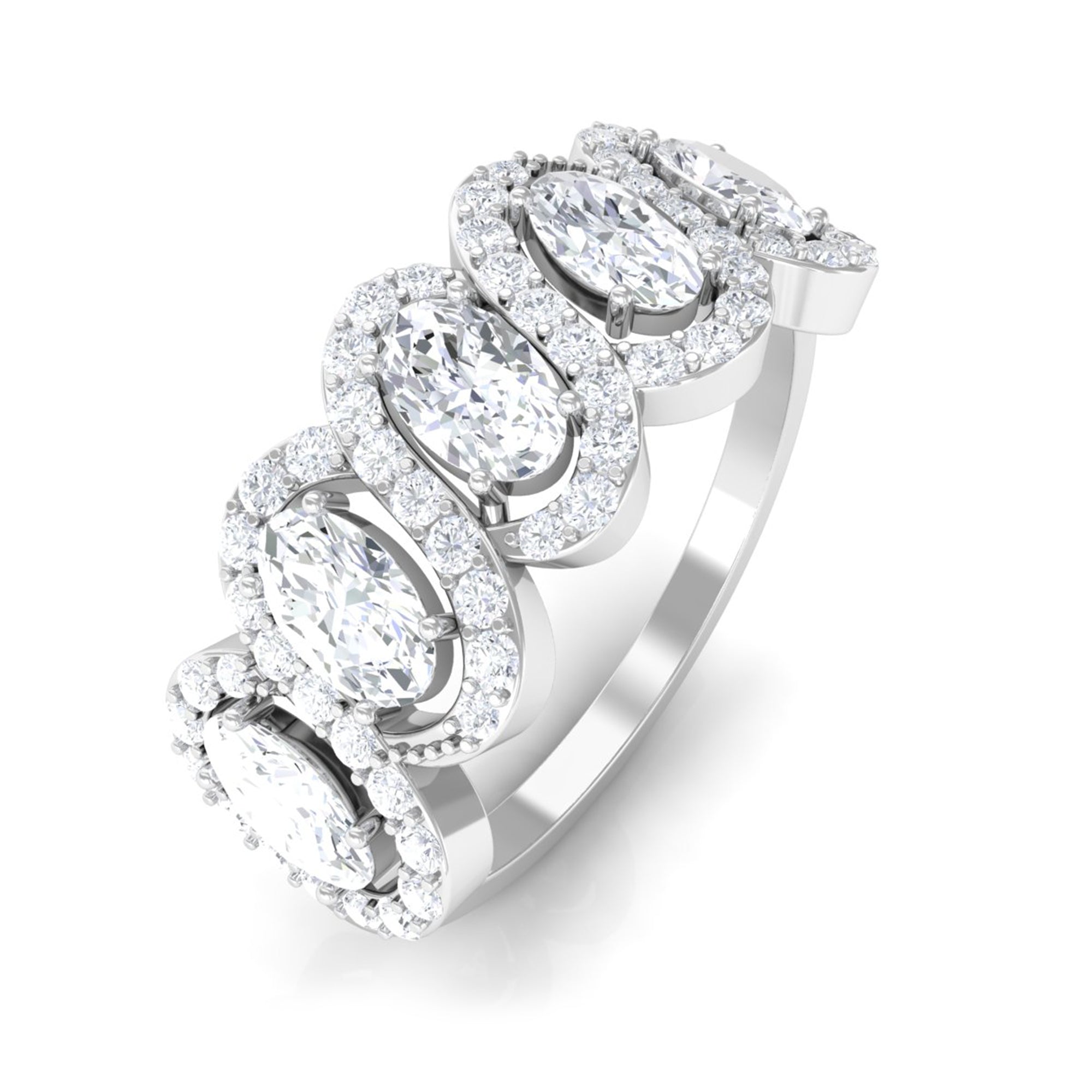 Sparkanite Jewels-Oval Moissanite Designer Half Eternity Band Ring