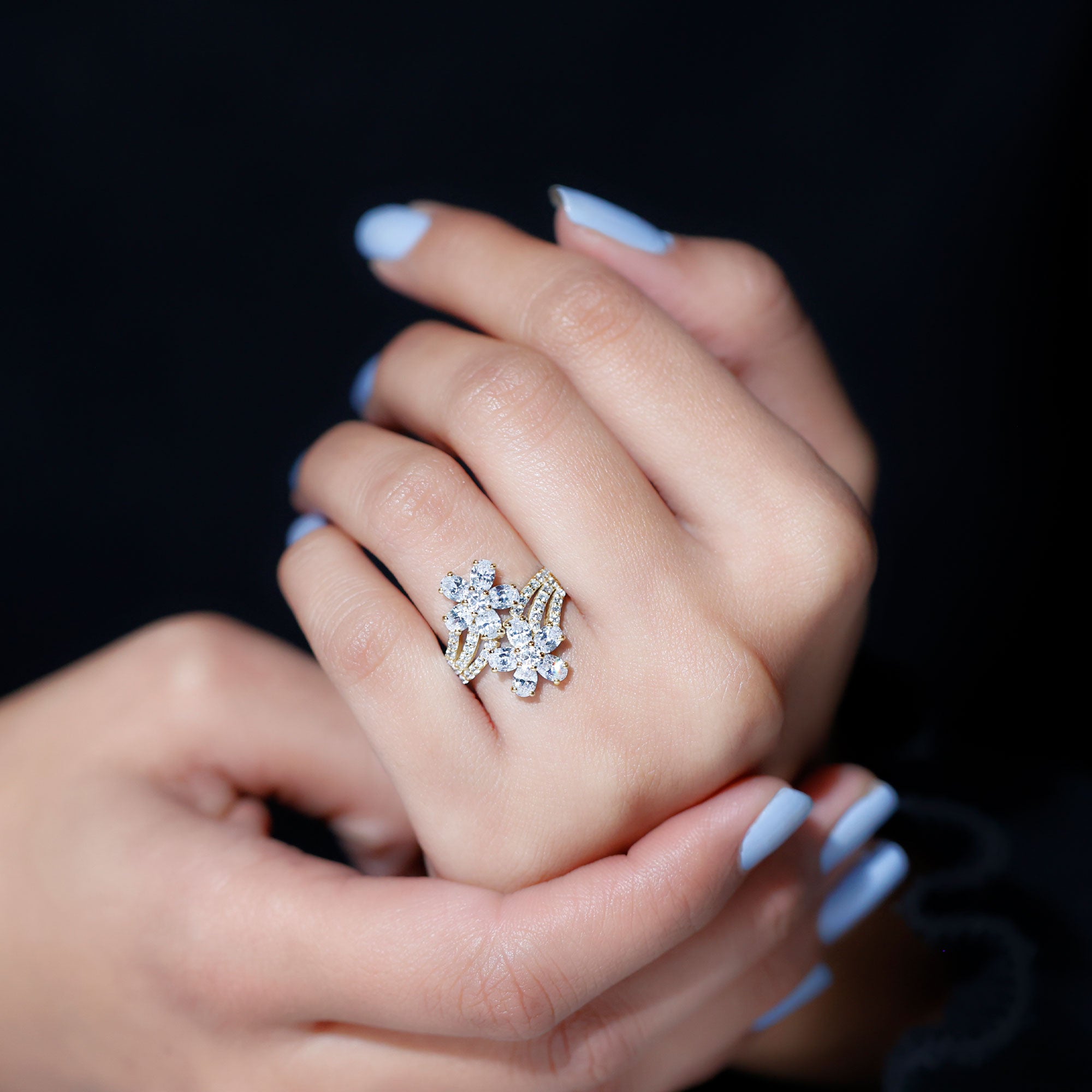 Sparkanite Jewels-Flower Inspired Moissanite Engagement Ring