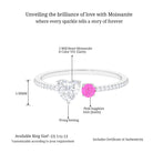 Sparkanite Jewels-Minimal Heart Shape Moissanite Toi Et Moi Ring with Pink Sapphire