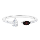 Sparkanite Jewels-Certified Moissanite and Garnet Minimal Cuff Ring