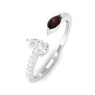 Sparkanite Jewels-Certified Moissanite and Garnet Minimal Cuff Ring