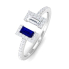 Sparkanite Jewels-Minimal Moissanite Cuff Ring with Blue Sapphire