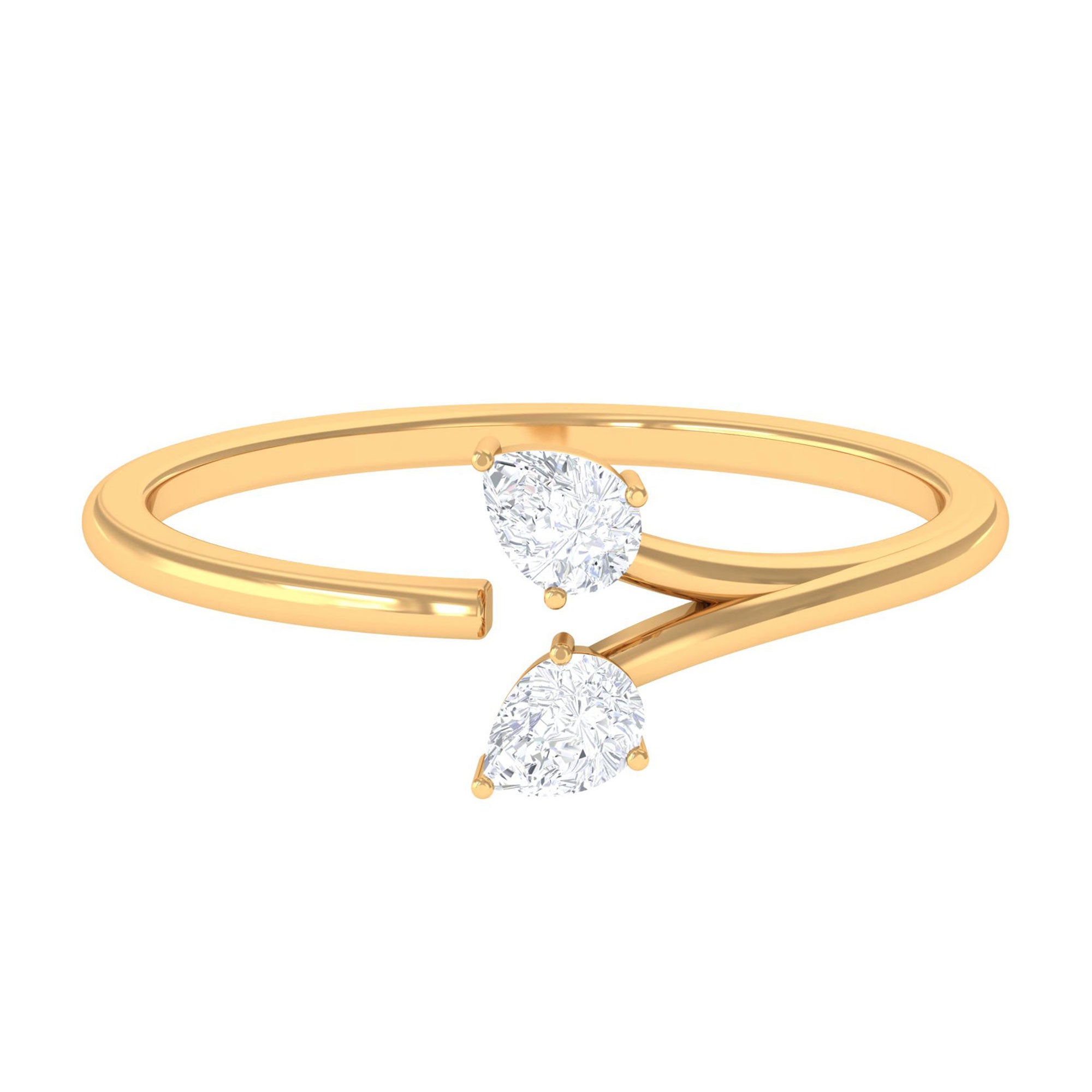 Sparkanite Jewels-Pear Shape Moissanite Two Stone Cuff Ring