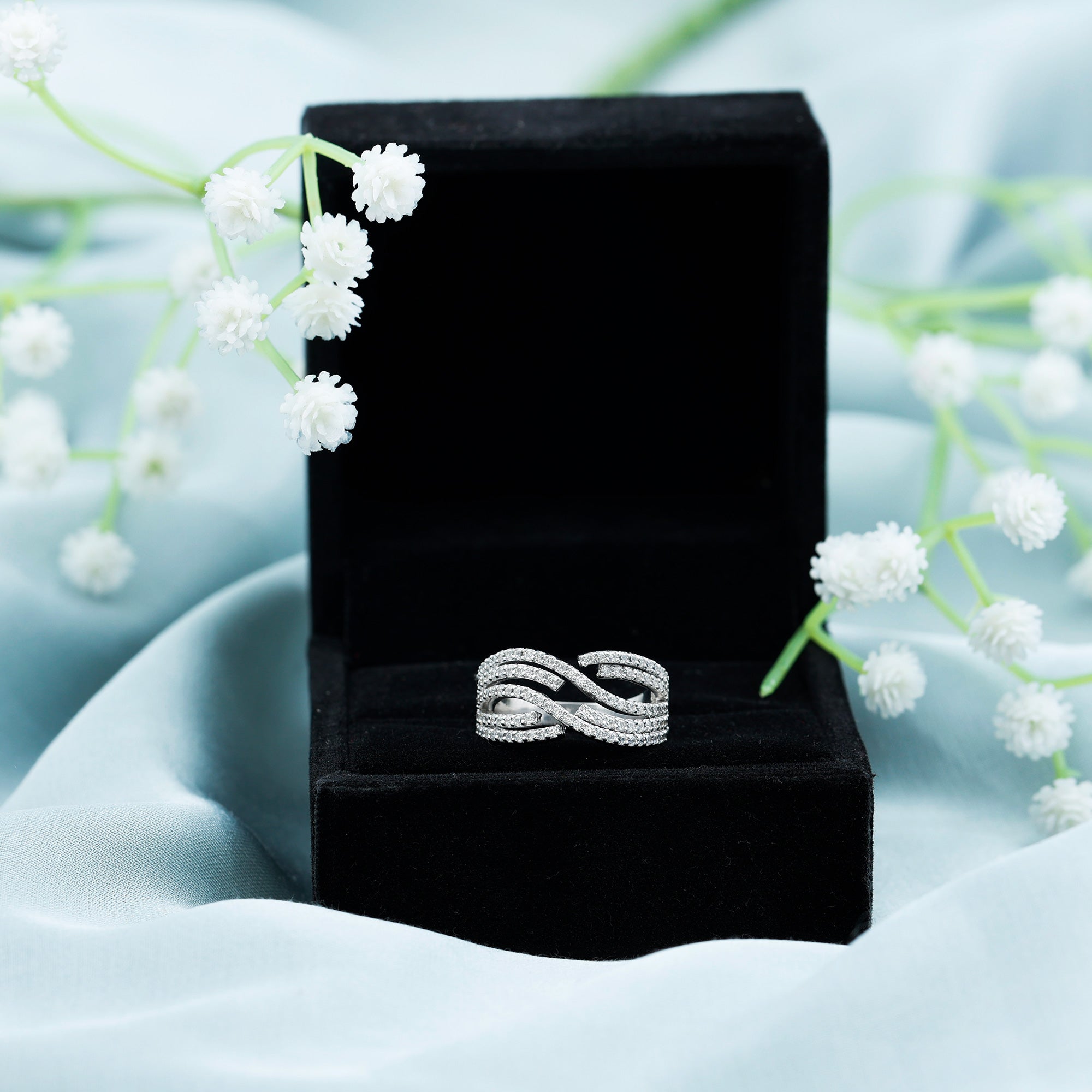 Sparkanite Jewels-Moissanite Statement Infinity Wide Wedding Band Ring