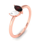 Sparkanite Jewels-Toi Et Moi Ring with Marquise Shape Moissanite and Garnet