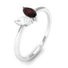 Sparkanite Jewels-Toi Et Moi Ring with Marquise Shape Moissanite and Garnet