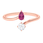 Sparkanite Jewels-Moissanite Two Stone Promise Ring with Pink Tourmaline