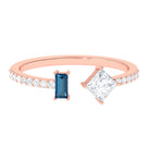 Sparkanite Jewels-Moissanite Toi Et Moi Cuff Ring with London Blue Topaz