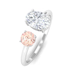 Sparkanite Jewels-Oval Moissanite Toi Et Moi Ring with Morganite