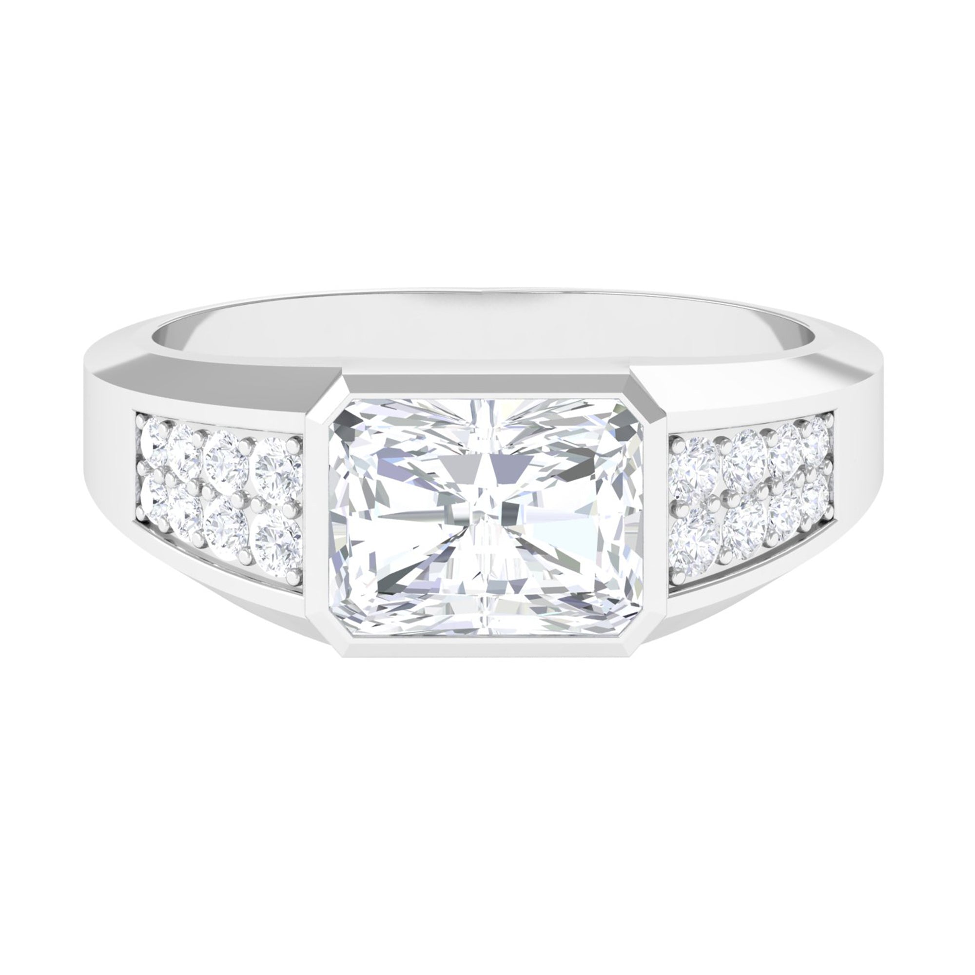 Sparkanite Jewels-Classic Emerald Cut Moissanite Solitaire Engagement Ring for Men