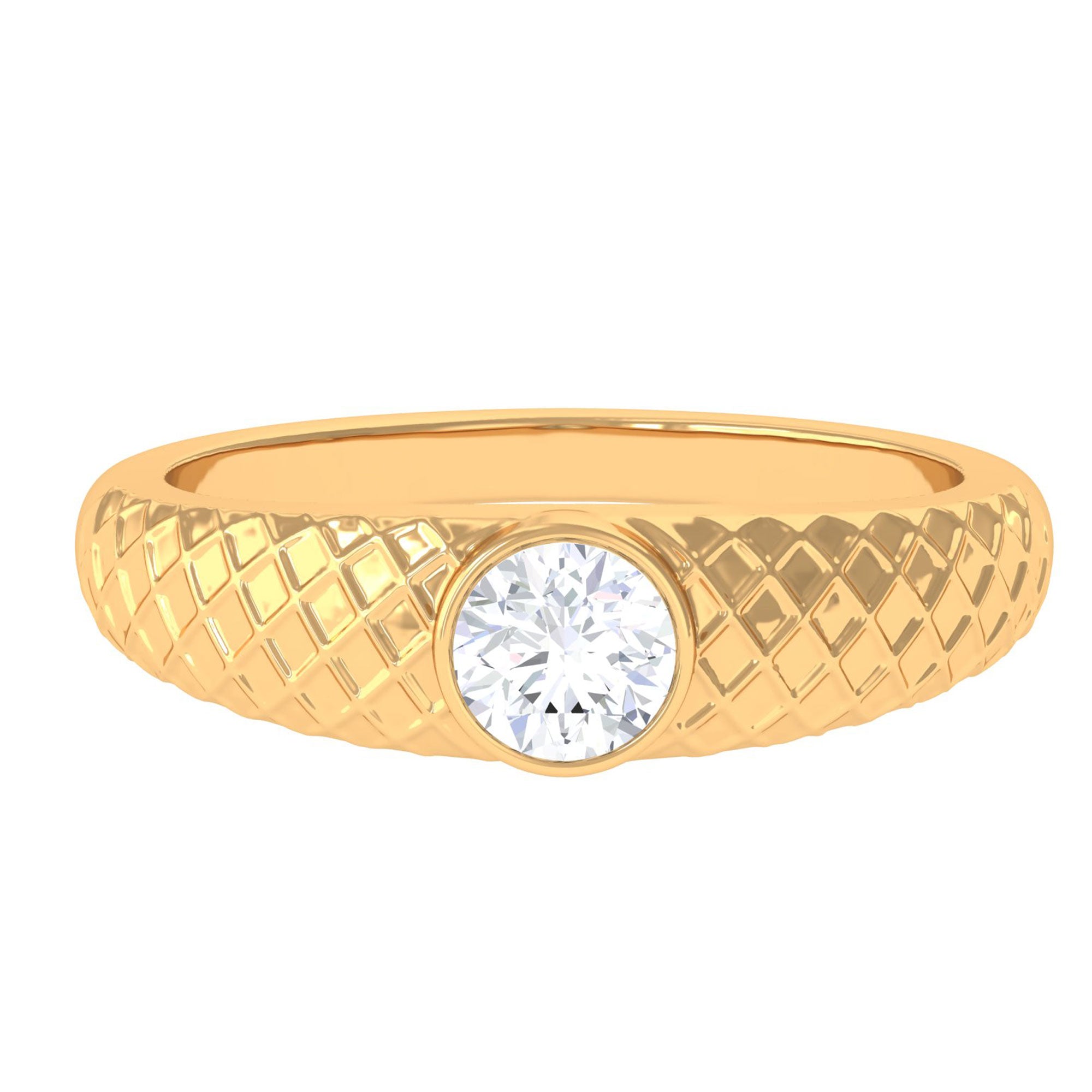 Sparkanite Jewels-Round Shape Certified Moissanite Textured Band Ring