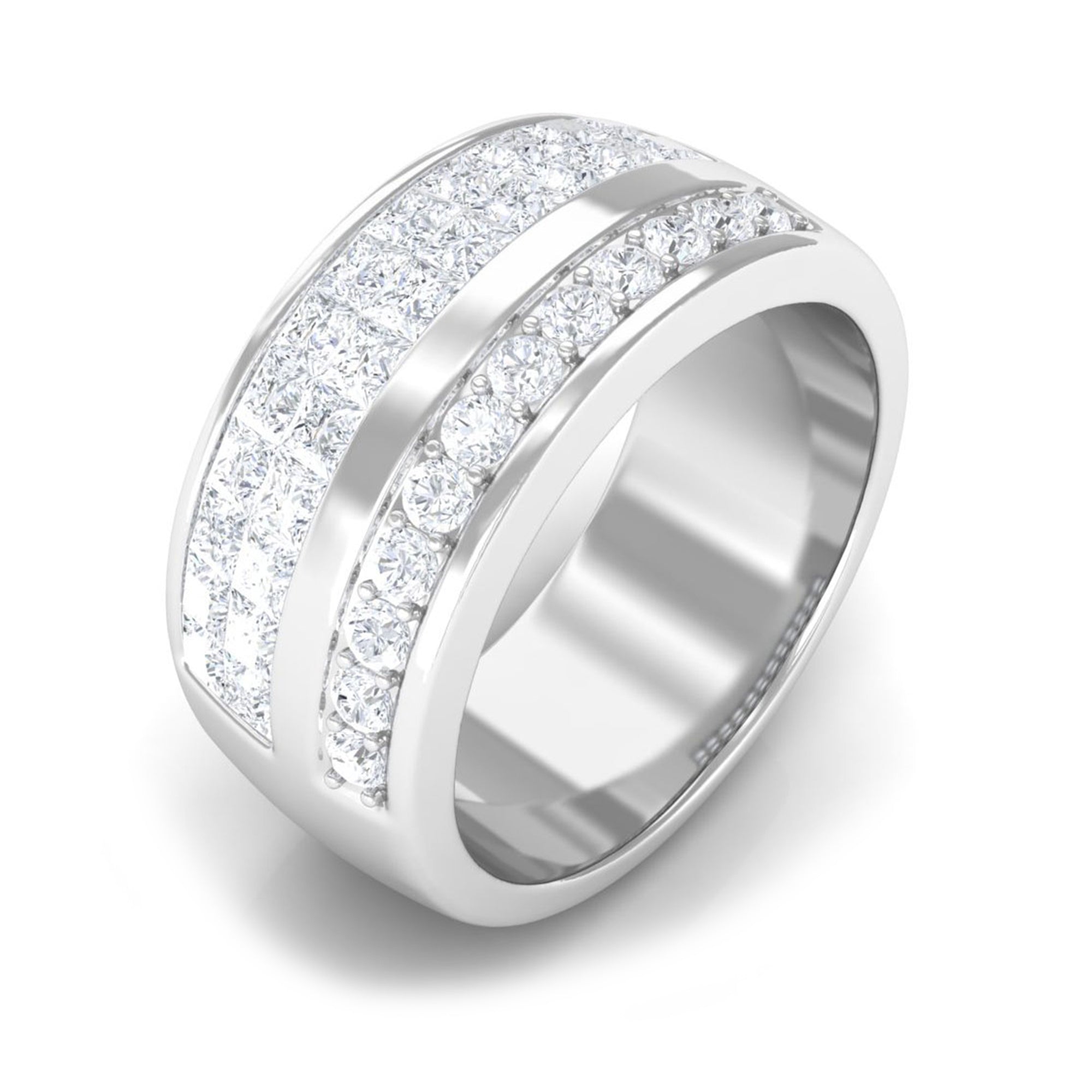 Sparkanite Jewels-Certified Moissanite Wide Wedding Band Ring