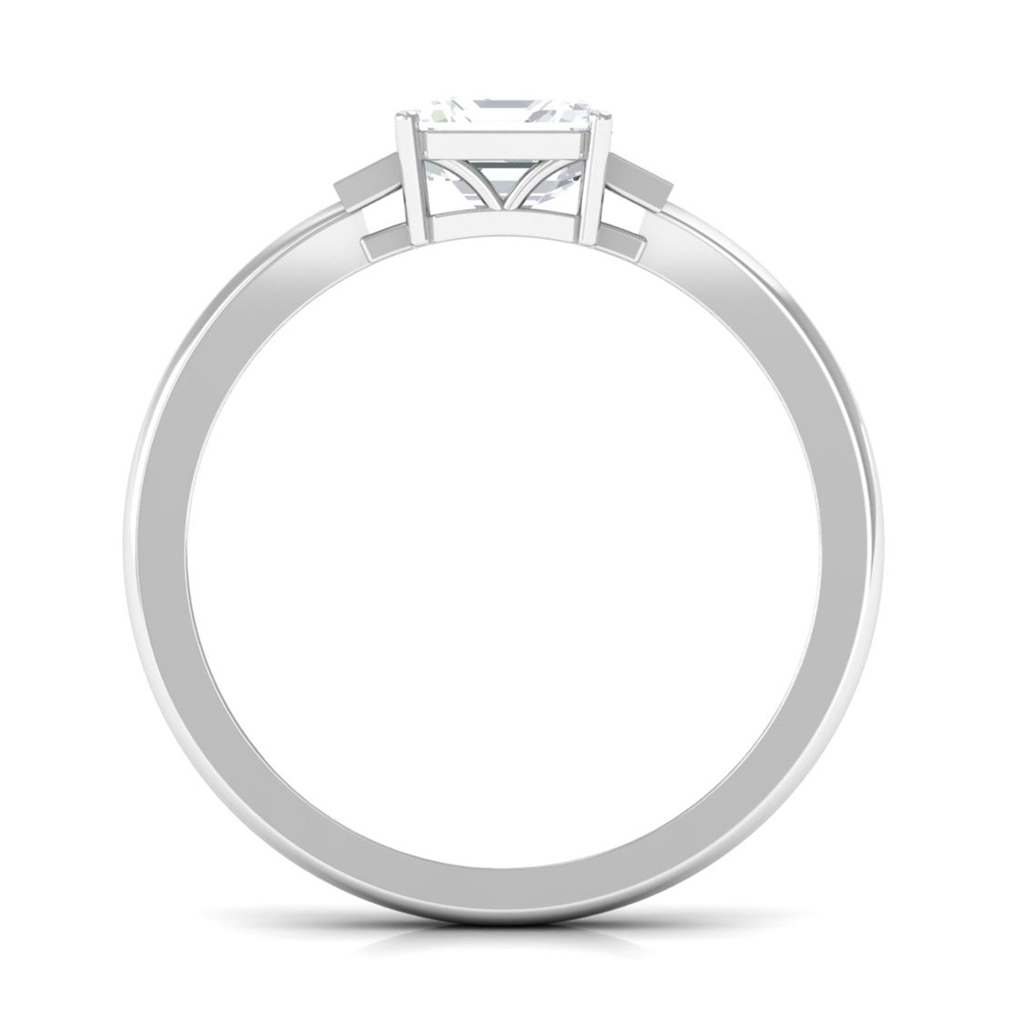 Sparkanite Jewels-Asscher Cut Moissanite Solitaire Ring with Black Enamel