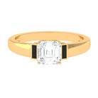 Sparkanite Jewels-Asscher Cut Moissanite Solitaire Ring with Black Enamel