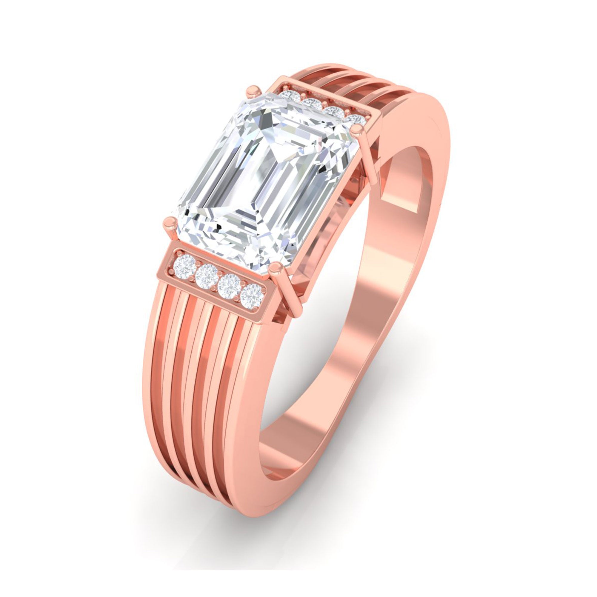 Sparkanite Jewels-Emerald Cut Moissanite Statement Ring for Men