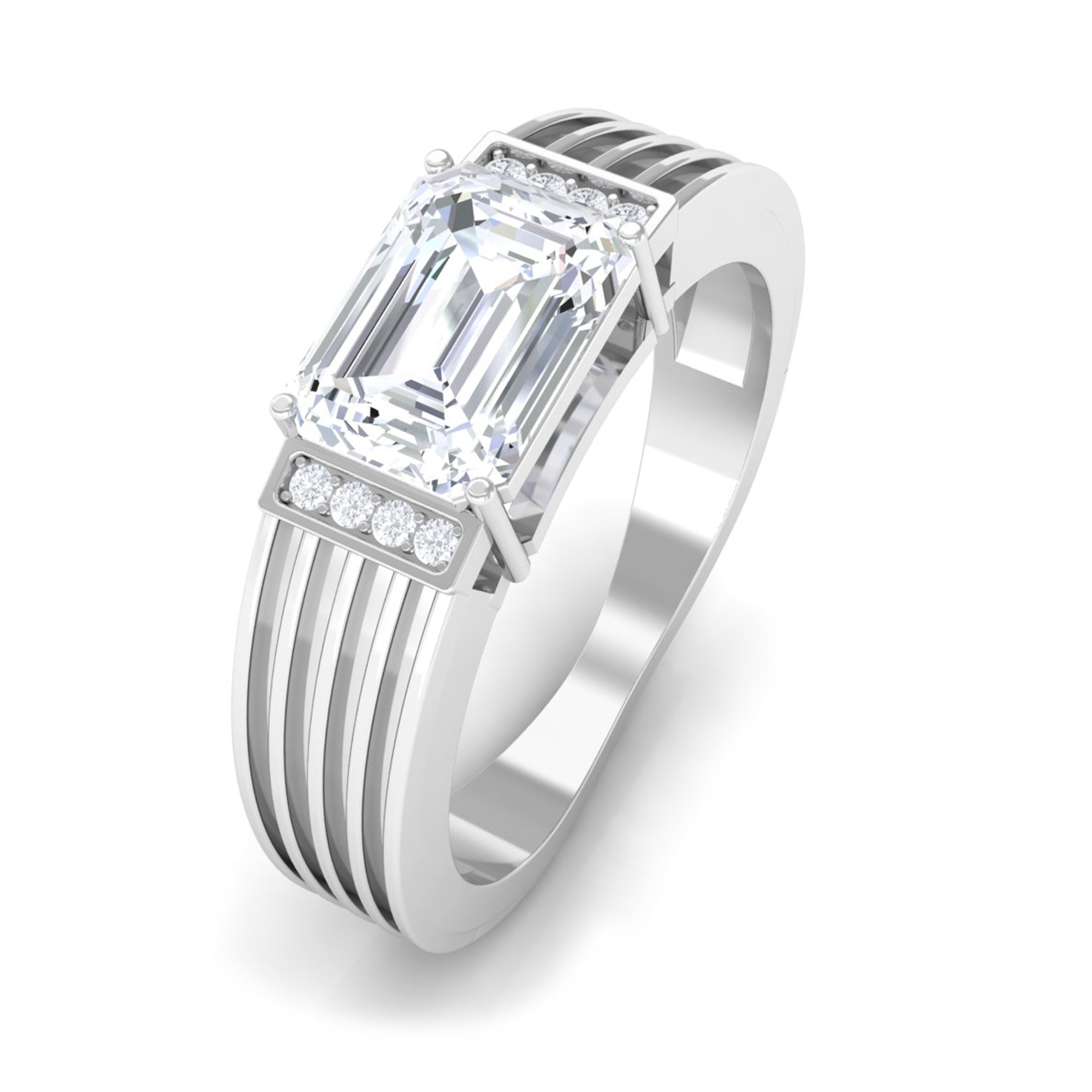 Sparkanite Jewels-Emerald Cut Moissanite Statement Ring for Men