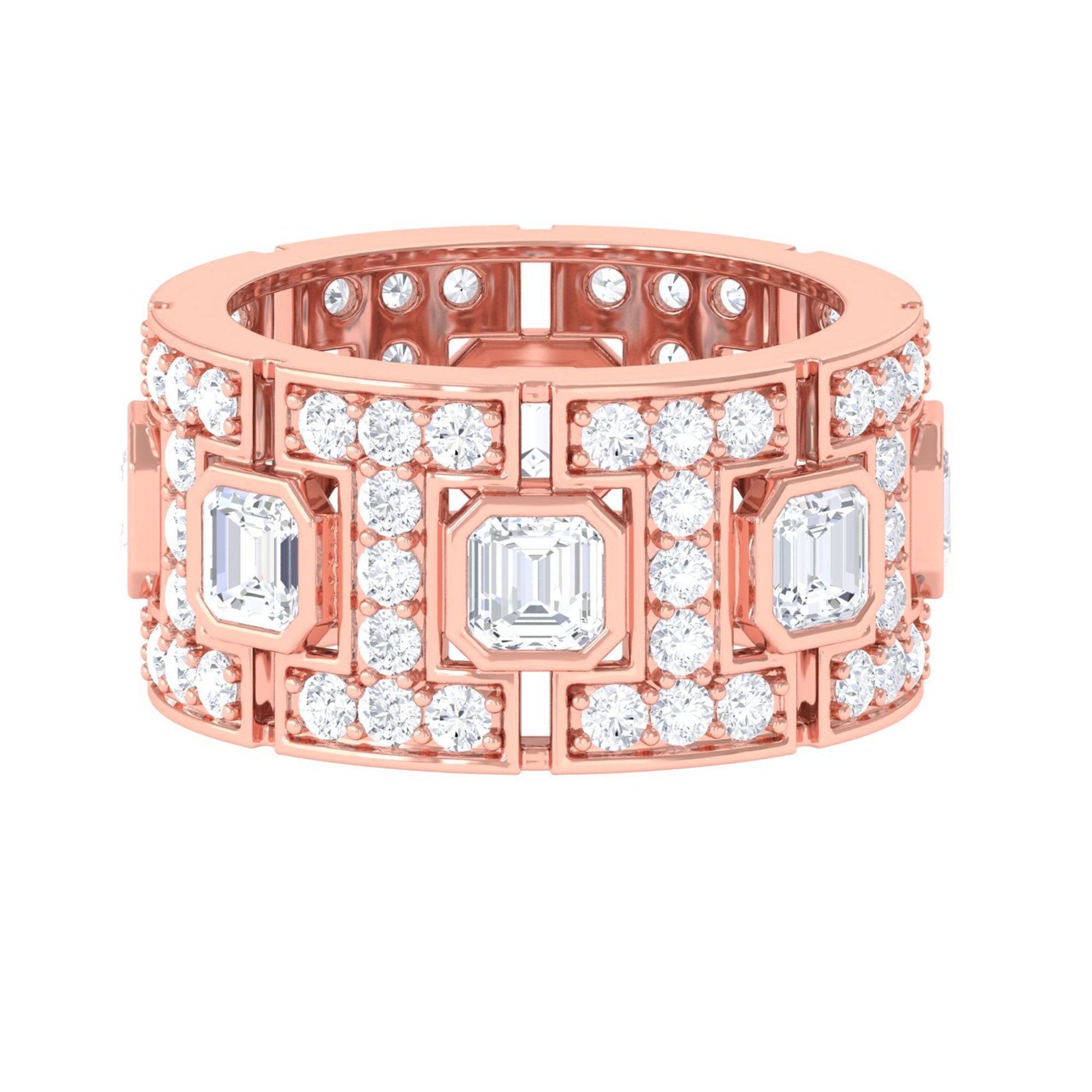 Sparkanite Jewels-Asscher Cut Moissanite Wedding Band Ring