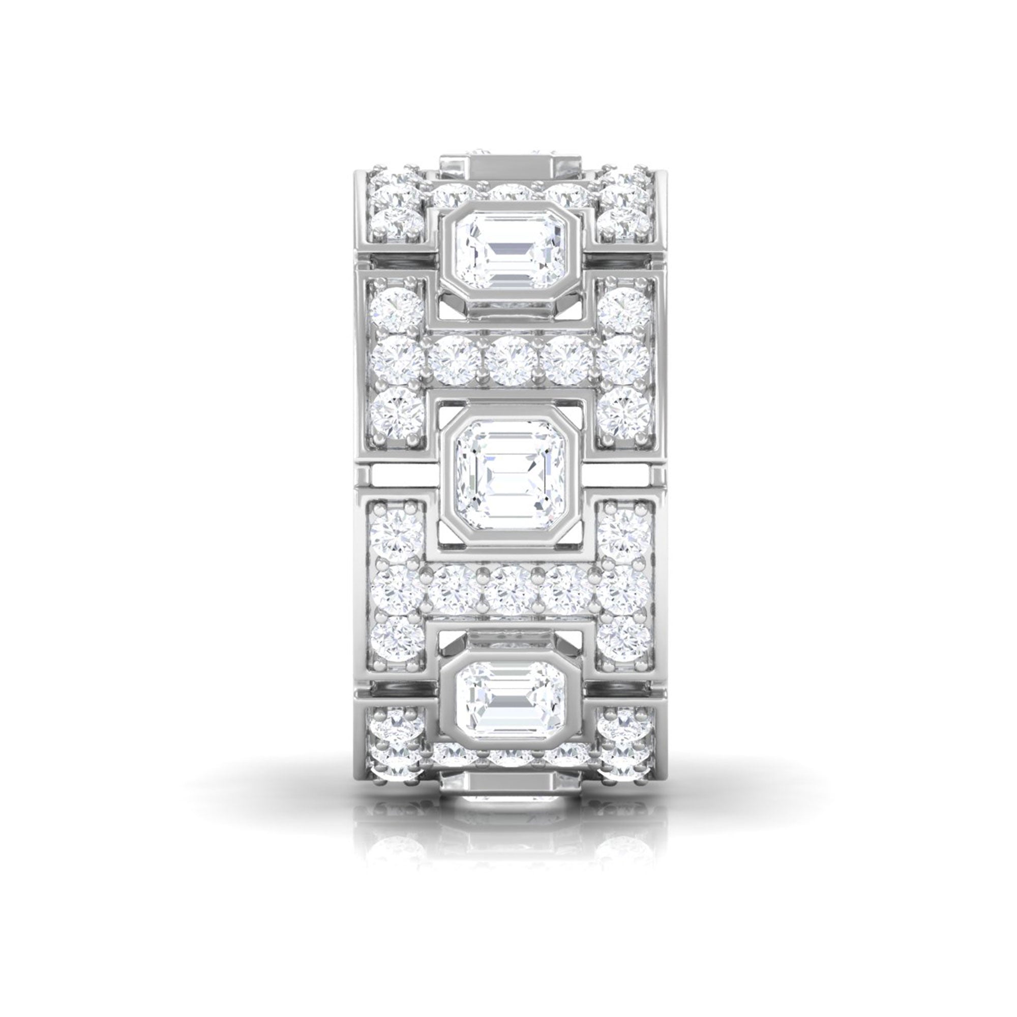 Sparkanite Jewels-Asscher Cut Moissanite Wedding Band Ring