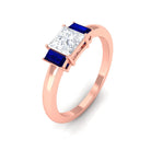 Sparkanite Jewels-Princess cut Moissanite Solitaire Promise Ring with Blue Sapphire