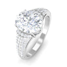 Sparkanite Jewels-Oval Shape Moissanite Solitaire Engagement Ring with Side Stones