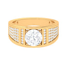 Sparkanite Jewels-Round Moissanite Wide Wedding Band Ring