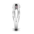 Sparkanite Jewels-Split Shank Heart Promise Ring with Moissanite and Ruby