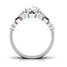 Sparkanite Jewels-Classic Moissanite Bridal Ring Set of 3 with Garnet