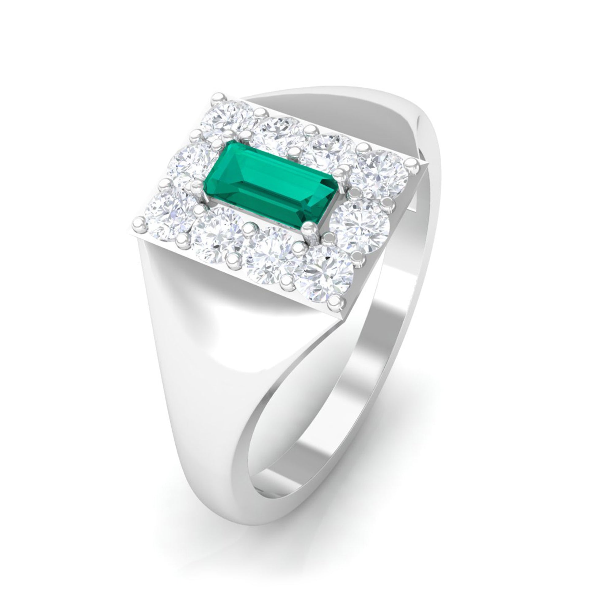 Sparkanite Jewels-Classic Moissanite and Emerald Ring for Men