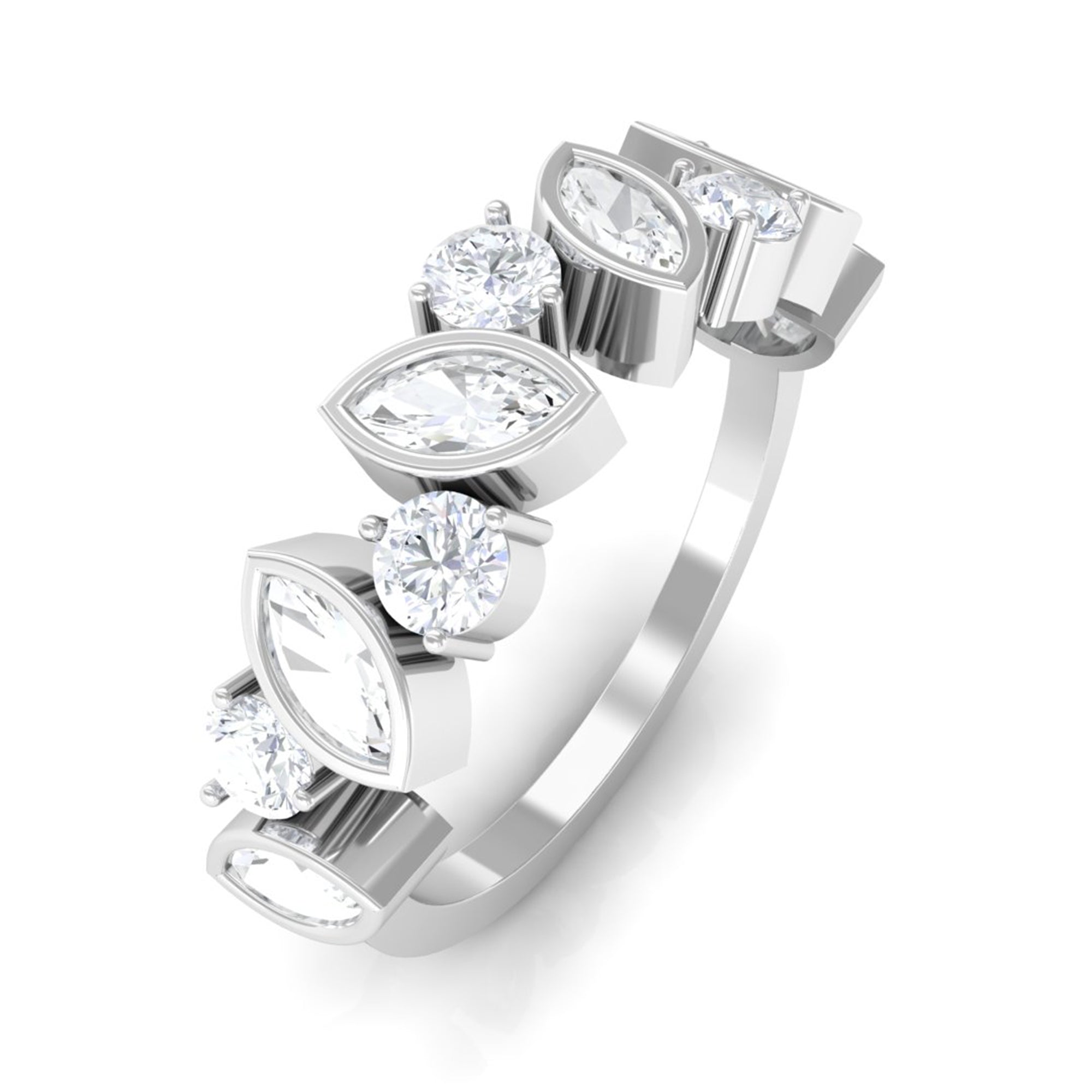 Sparkanite Jewels-Minimal Moissanite Half Eternity Ring for Women