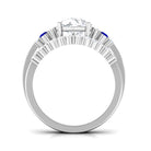 Moissanite Designer Bridal Ring Set with Blue Sapphire D-VS1 - Sparkanite Jewels