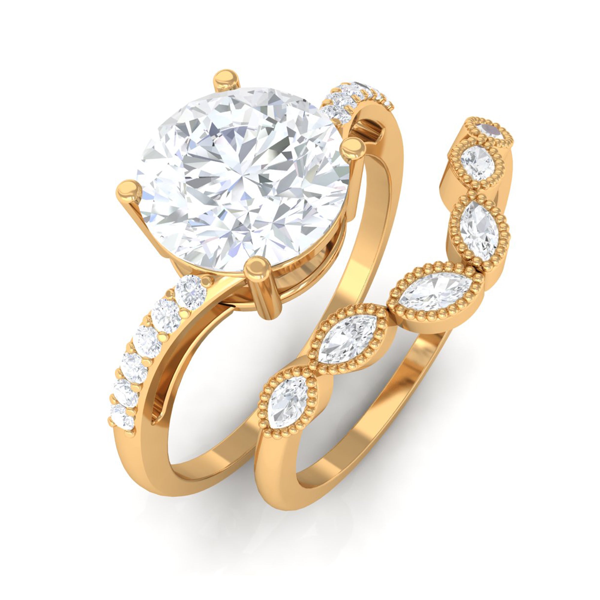 Classic Moissanite Bridal Ring Set D-VS1 - Sparkanite Jewels